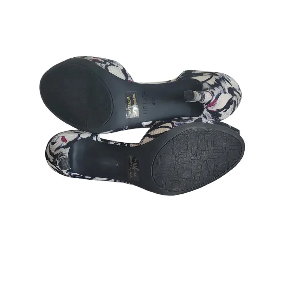 Unisa Women's Slip On Floral Elegant Peep Toe Pump Heels Size 9.5